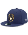 New Era Milwaukee Brewers Authentic Collection 59fifty Fitted Cap In Lightnavy