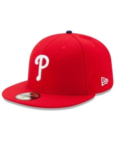 New Era Philadelphia Phillies Authentic Collection 59fifty Cap In Red