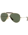 Ray Ban Outdoorsman Havana Collection Sunglasses Gold Frame Green Lenses 62-14 In Gold/green