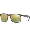 Ray Ban Ray-ban Chromance 58mm Square Sunglasses-grey In Grey Shiny/green Mirror Polar