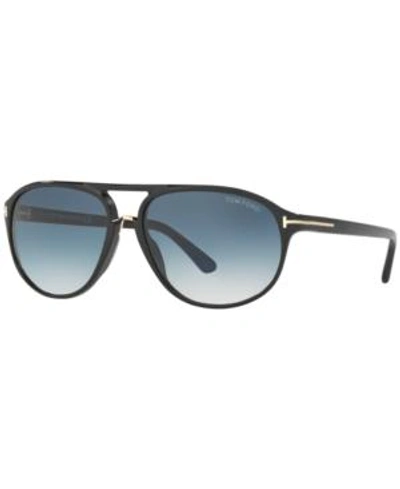 Tom Ford Jacob Green Blue Shaded Geometric Mens Sunglasses Ft0447f-01p In Black/blue Gradient