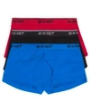 2(x)ist Men's Cotton Stretch 3 Pack No-show Trunk In Red/black/skydiver Blue