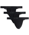 2(x)ist Men's 3-pk. Cotton Essential Y-back Thongs In Black