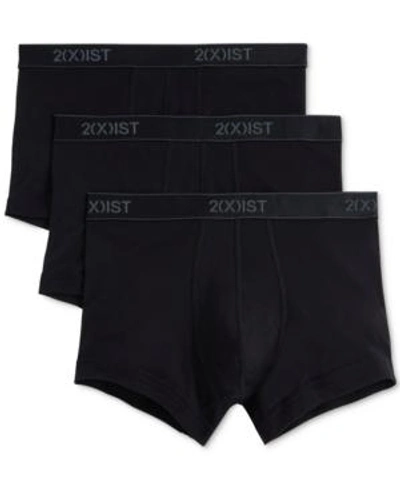 2(x)ist Cotton Elasticized Waist Trunks- Set Of 3 In Black