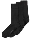 Calvin Klein 3-pack Wide Rib Dress Socks In Black