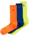 POLO RALPH LAUREN MEN'S SOCKS, CASUAL PONY PLAYER CREW 3 PACK