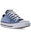 Converse Women's Chuck Taylor Ox Velvet Casual Sneakers From Finish Line In Midnight Navy/white/white