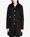 CALVIN KLEIN HOODED FAUX-SHEARLING WALKER COAT