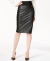 CALVIN KLEIN FAUX-LEATHER PANEL PENCIL SKIRT