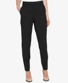 Dkny Petite Slim-straight Pull-on Dress Pants In Black