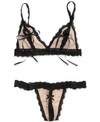 Hanky Panky After Midnight Stretch Tulle Peekaboo Bralette In Mocha/black