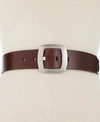 CALVIN KLEIN LEATHER PANT BELT WITH CENTERBAR BUCKLE