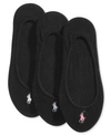 Polo Ralph Lauren Women's 3 Pack Ultra-low No- Show Sock Liners In Black