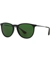 Ray Ban Erika Classic Sunglasses Black Frame Green Lenses Polarized 54-18 In Black/green Polar