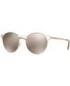 Prada Round Metal Open-inset Sunglasses In Gold Light/gold Mirror