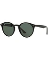 Ray Ban Rb2180 Acetate Round Sunglasses In Black/grey Green