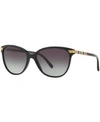 Burberry Check 57mm Polarized Gradient Cat Eye Sunglasses In Black Black/grey Gradient