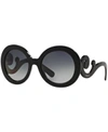 Prada Gradient Round Scroll Sunglasses In Black/grey Gradient Polar