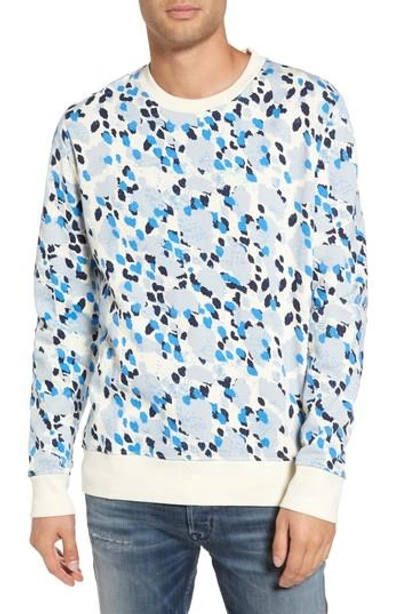 Wesc Miles Animal-print Cotton Sweatshirt In Blue/beige