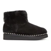 ALEXANDER WANG Black Shearling Ball Stud Yumi Boots