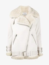 ACNE STUDIOS ECRU VELOCITE SUEDE SHEARLING JACKET,12390730