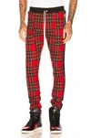 FEAR OF GOD FEAR OF GOD TARTAN WOOL PLAID TROUSERS IN RED,CHECKERED & PLAID,5C 17 WPTP REB