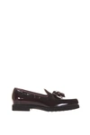 Tod's Brushed Leather Loafers With Tassel In Burgundy