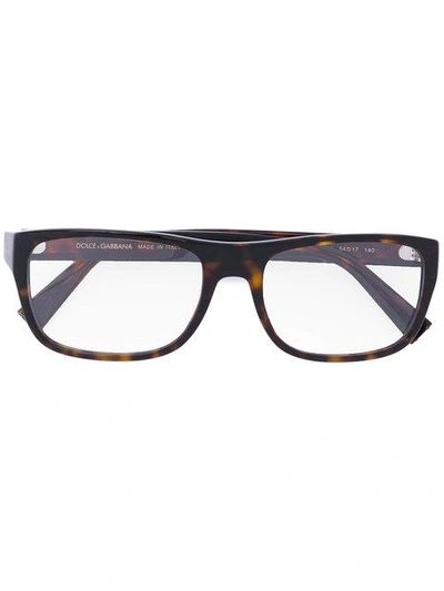 Dolce & Gabbana Square Glasses In Brown