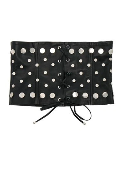 Understated Leather Ultimate For Fwrd Studded Leather Lace-up Corset Belt In Black