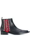 ALEXANDER MCQUEEN BRAIDED CHAIN ANKLE BOOTS,493541WHR5412409914