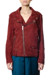 Golden Goose Chiodo Suede Biker Jacket In Burgundy