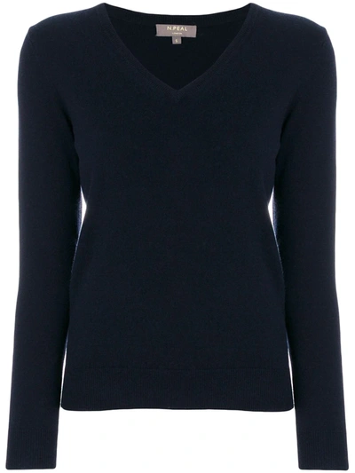 N•peal Cashmere V-neck Jumper In Black