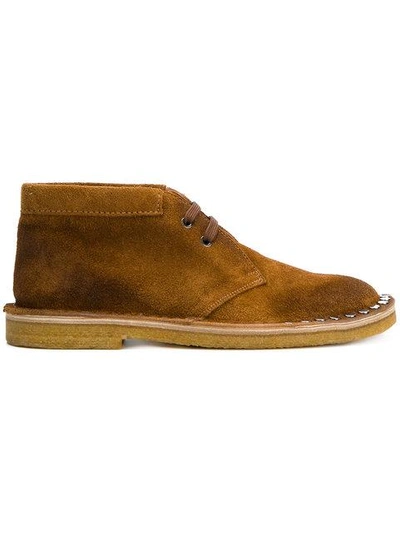 Prada Scamosciato Studded Sport Suede Chukka Boot In Brown