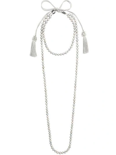 Night Market Layered Necklace In Grey
