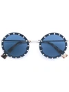 Valentino Crystal Embellished Sunglasses In Black
