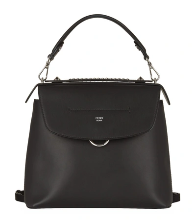 Fendi Back To School Leather Backpack/crossbody Bag In Black