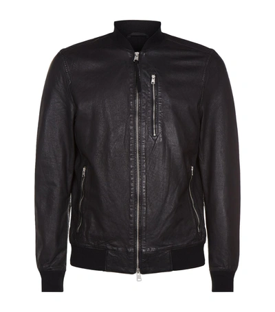 Allsaints Kino Leather Bomber Jacket In Black