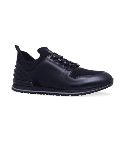 Tod's Scuba Runner Leather And Neoprene Sneakers In Black