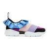 EMILIO PUCCI EMILIO PUCCI PURPLE AND BLACK COLORBLOCK RUFFLE SLIP-ON SNEAKERS