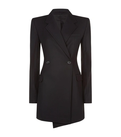 Helmut Lang Deconstructed Double-breasted Wool Blazer In Black