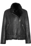 IRO MANTAA TEXTURED-LEATHER AND SHEARLING COAT