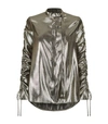VERSACE Metallic Ruched Sleeve Blouse,P000000000005763373