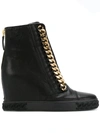 CASADEI CHAIN-TRIMMED WEDGE SNEAKERS,2R642E080NC96412208671