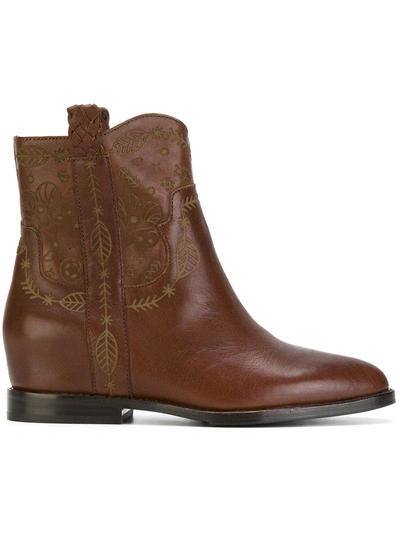 Ash Cowboy Ankle Boots In Brown