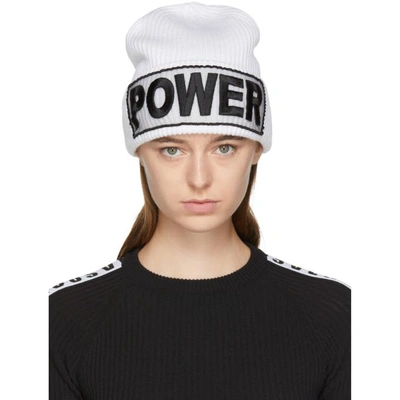 Versace Power Manifesto Ribbed-wool Beanie In White