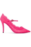 GUCCI VIRGINIA CRYSTAL-EMBELLISHED CORDED LACE MARY JANE PUMPS