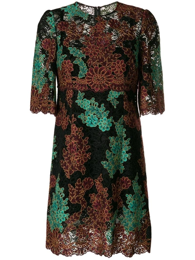 Dolce & Gabbana Embroidered Lace Dress In Multicolor