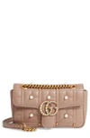 GUCCI MINI GG MARMONT 2.0 IMITATION PEARL LOGO MATELASSE LEATHER SHOULDER BAG - NONE,446744DRWYT