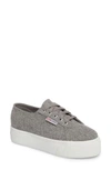 Superga 2790 Polywool Platform Sneaker In Light Grey Canvas