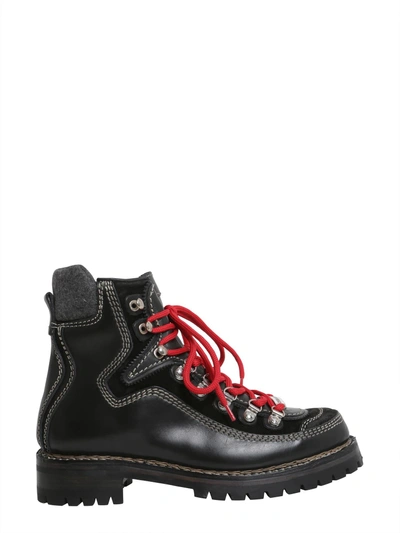 Dsquared2 40mm Canada Leather Hiking Boots, Black In Nero